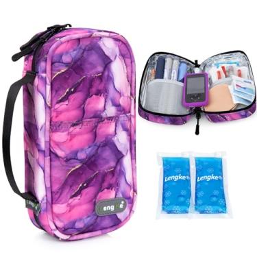 Imagem de YOUSHARES Estojo Térmico Para Viagem Insulina - Bolsa De Remédios E Suprimentos Diabetes, Com 2 Bolsas Gelo Em Gel Aprovadas Pela Tsa (Roxo Mármore)