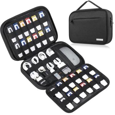 Imagem de Lacdo Estojo para unidade flash USB Estojo de armazenamento de acessórios eletrônicos portáteis para SanDisk/SamData/Samsung USB Flash Drives Jump Drive Memory Stick, SD Card, Cables, Preto