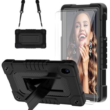 Imagem de FIEWESEY Capa para tablet Walmart Onn 17.8 cm Gen 4 2024 modelo com 2 peças protetoras de tela, capa de ombro resistente à prova de choque infantil para Walmart Onn 7 2024 Modelo: 100135924 (preto)