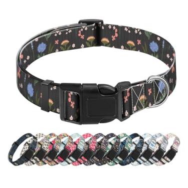 Imagem de SXboxing Coleira para cães, coleira fofa para cães pequenos, médios e grandes, coleiras macias personalizadas para animais de estimação com fivela de liberação rápida para caminhada, corrida, flores