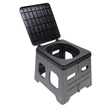 Imagem de Jiawu Vaso Sanitário Portátil, Vaso Sanitário Compacto Dobrável de PP com Tampa, Vaso Sanitário de Emergência, Vaso Sanitário Temporário, para Viagens, Acampamentos, Viagens (Cinza)
