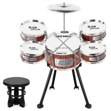 Imagem de Conjunto de bateria infantil M SANMERSEN Jazz Drum Kit de 8 peças com banquinho e prato