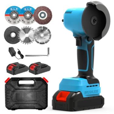 Imagem de ZFULVO Kit De Esmerilhadeira Angular Sem Fio Sem Escova, Mini Ferramenta Elétrica De Esmerilhamento Angular De 28.000 Rpm Com Bateria De 2X21 V 2.000 Mah E 6 Discos De Corte, Esmerilhadeira Cortador