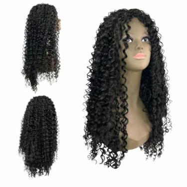 Imagem de Peruca Wig Cabelo Orgânico Cacheado Idêntico Ao Cabelo Humano 60cm(Castanho escuro)