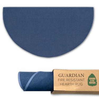 Imagem de Goods of the Woods Tapete azul de fibra de vidro meio redondo de 1,2 m – proteção à prova de fogo de 537 °C, certificado NFPA Classe 1, 50% mais grosso, revestimento de vinil antiderrapante – lareira