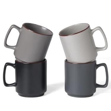 Imagem de famiware Conjunto de 4 canecas de café, canecas de café Nebula de 400 ml, conjunto de copos de cerâmica com alça para latte, chá, leite, cappuccino, cacau, multicolorido