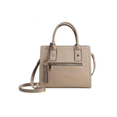 Imagem de Bolsa de Mão Feminina Saffiano Fendi - Bagaggio, Cinza, M