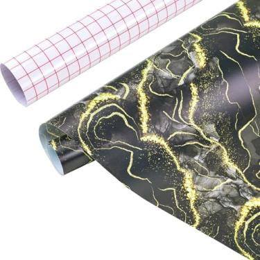 Imagem de Tintnut Rolo de vinil permanente de mármore - 30,5 cm x 5 pés, vinil adesivo permanente preto verde, folhas adesivas douradas em aquarela para máquina de corte, autoadesivo de decoração de casa
