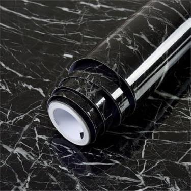 Imagem de Papel De Parede Adesivo 20 Metrosx60cm Marmore Branco(10M PRETO)