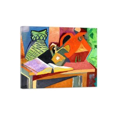 Imagem de Natureza Morta Quadro Parede em Tela-Famosas Pinturas para Sala de Jantar-Cesta-Decoração Cozinha Vintage 20x25cm Tela Embrulhada