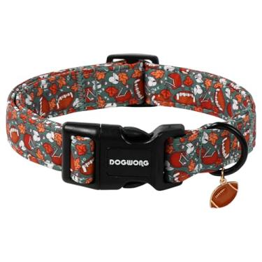 Imagem de DOGWONG Coleira para cachorro de outono, coleira de rúgbi com folha de bordo ajustável, macia, fofa, abóbora, cachorrinho, colar, para cães pequenos, médios e grandes