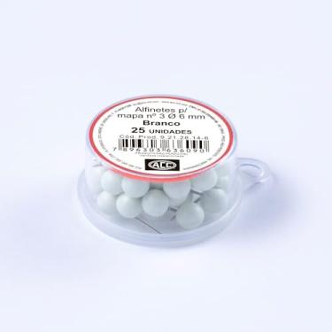 Imagem de ACC - Alfinete Mapa 3 Caixa Plástico 25 unidades Aço Cabplast Branco