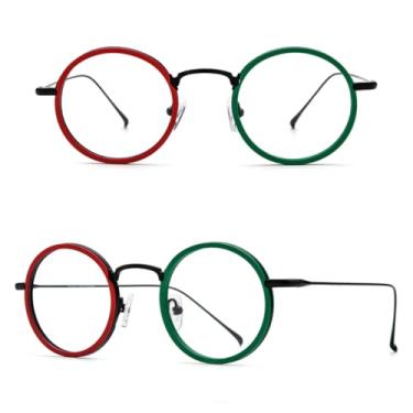 Imagem de VFDHN Armação de óculos de acetato de titânio feminino, moda retrô, pequeno, redondo, masculino, vintage (5)