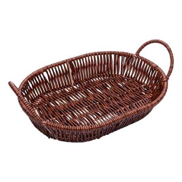 Imagem de LYOR - Cesta Oval com Alça de Plástico Rattan 26cm x 18,5cm x 7,5cm