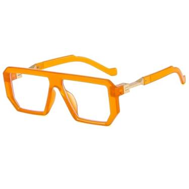 Imagem de Óculos de sol da moda, masculino, luxuoso, feminino, retrô, retangular, UV400 (laranja, transparente)