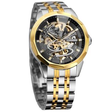 Imagem de FORSINING Relógio masculino automático de aço inoxidável, vestido esqueleto, casual, mecânico, relógio de pulso