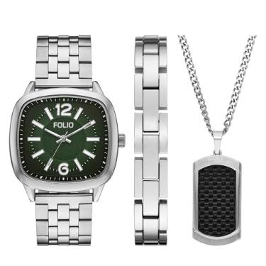 Imagem de Folio Relógio masculino prateado com três ponteiros (modelo: FMDFL6077)