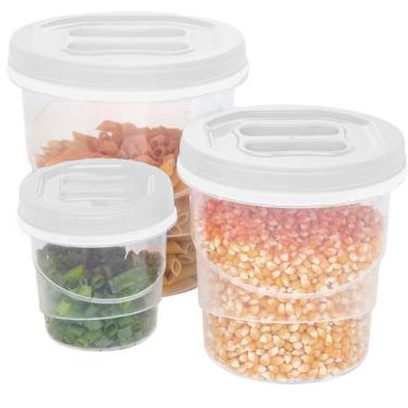 Imagem de Kit de Pote Com 3 Peças Tampa Rosca Organizador Redondo - Jaguar, Bran