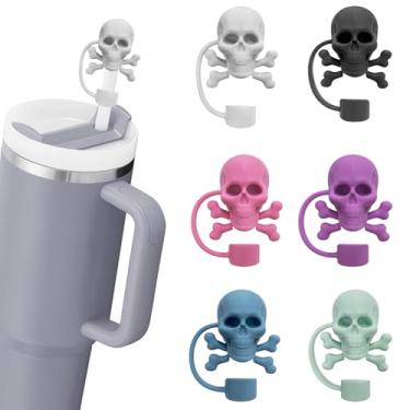 Imagem de HATOTO Capas de palha Stanley de Halloween para Stanley Cup, lindos topos de palha de desenho animado para Stanley, topo de silicone de grau alimentício, tampa de canudos reutilizáveis de piscina para