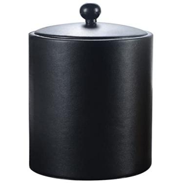 Imagem de balde de gelo para festas moderno 1,3L balde de gelo bar vinho cerveja balde de gelo festa casa balde de bebidas refrigerador com tampa barra ferramenta recipiente de gelo balde de vinho (cor: preto)