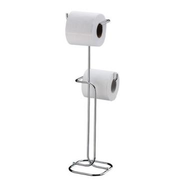 Imagem de Suporte Porta Papel Higiênico Duplo De Chão Cromado Banheiro 1176 - Fu
