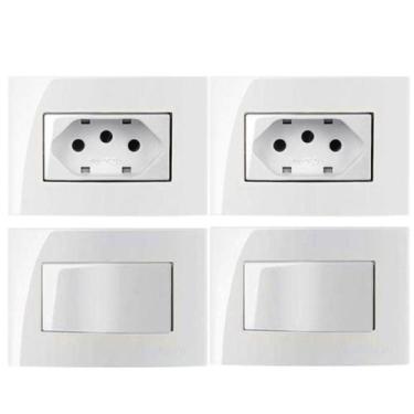 Imagem de 2 Tomada 3 Pinos 20a + 2 Interruptor Embutir Móvel Branco - MARGIRIUS