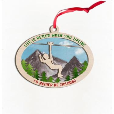 Imagem de Enfeite de madeira de Natal de tirolesa, enfeites de árvore de menina de tirolesa, enfeites femininos de tirolesa, lembrança de amantes de tirolesa, presentes de aventura de passeio de tirolesa para