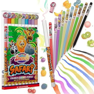 Imagem de Safari Smencils coloridos – Lápis Gourmet coloridos divertidos – Feitos de jornais reciclados, 10 unidades – Presentes para crianças, material escolar, recompensas de sala de aula, prêmios de estudantes da Scentco
