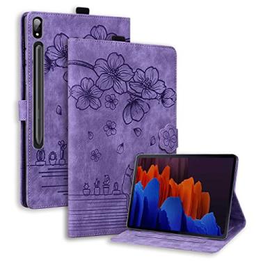 Imagem de YBFJCE Capa para Samsung Galaxy Tab S11 Ultra de 14,7 polegadas 2025, capa de couro PU com suporte para lápis, capa protetora à prova de choque para Samsung Galaxy Tab S11 Ultra, roxa