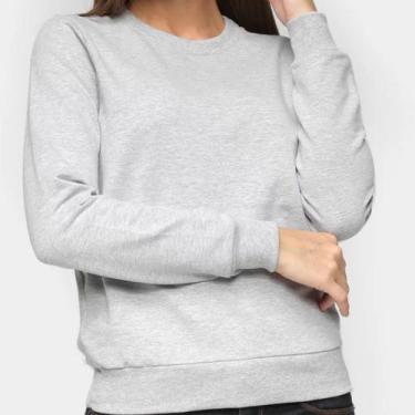 Imagem de Moletom feminino sem capuz fechado liso cinza - Confex, Feminino, GG, 