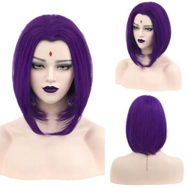 Imagem de Peruca MUPUL Purple Short Bob Synthetic Cosplay Peruca