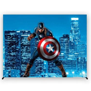 Imagem de Painel de Festa Retangular Capitão Americano 5,00x2,50 Metros Fera Pri