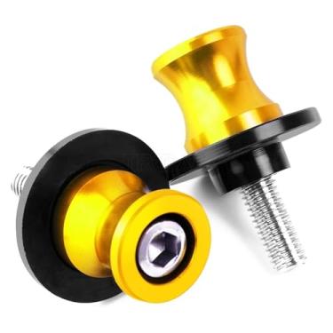 Imagem de BYYINGSUS Carretéis de braço oscilante de motocicleta parafusos de suporte de 8 mm acessórios de alumínio M8 compatíveis com GSXR 1000 750 600 K1 K2 K3 K4 K5 K6 K7 K8 K9 K11 (dourado)