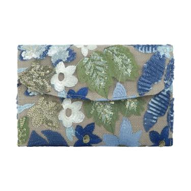 Imagem de Zeph Hosesa Bolsa feminina com bordado floral de lantejoulas para noite e festa de casamento, Azul