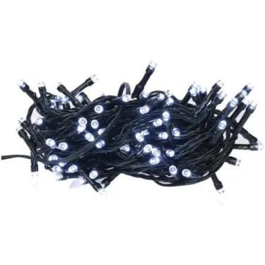 Imagem de Cordão 100 Led Fixo Branco Frio 10M com Strobo 220V - V8