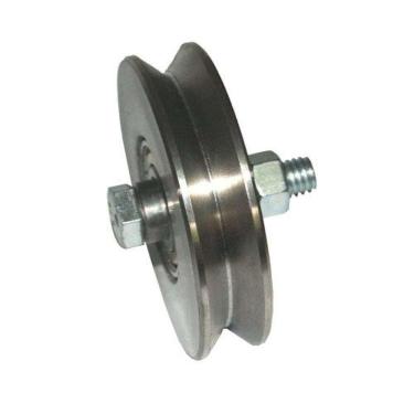 Imagem de Roldana Ferro Maciça 75mm (3) Cantoneira V Parafuso - Uso Em Portões