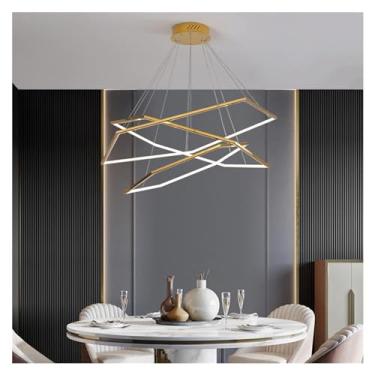 Imagem de Luminária pendente moderna de LED dourada de luxo para sala de estar e jantar, decoração de iluminação, lustre, lustre para quarto interno, luminária suspensa, luminária de lustre