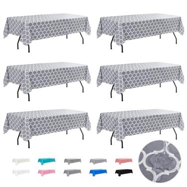 Imagem de Enjoyidea Toalha de mesa de vinil com forro de flanela - pacote com 6 toalhas de mesa retangulares à prova d'água, 152 x 203 cm, tecido oleado resistente para piquenique, festa, acampamento, jantar