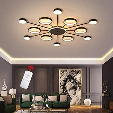 Imagem de Luminária de teto LED redonda com anel, luminária de teto moderna com controle remoto, lustre LED para quarto de crianças, sala de estar para meninas, quarto, restaurante, cozinha, escritóri