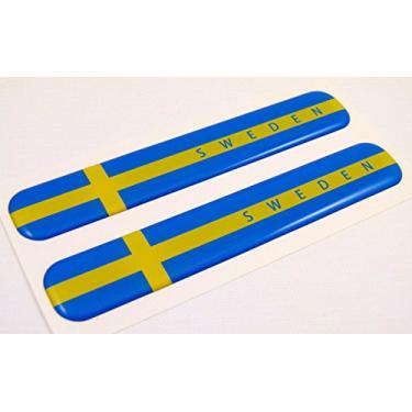 Imagem de Suécia Bandeira Sueca Decalque Abobadado Emblema Resina Carro Adesivos 12.7 cm x 2.1 cm 2pc.