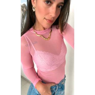 Imagem de Blusa Body Tule Feminina Transparente fina segunda pele moda - Envelop