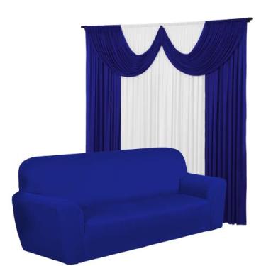 Imagem de Kit Cortina Paris 2 Metros + Capa de sofá Avulsa De 4 Lugares Malha Ge