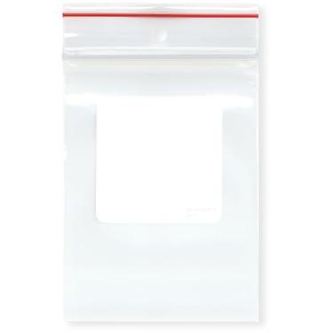 Imagem de Minigrip Red Line 7,6 cm x 10,16 cm (pacote com 300), 4 Mil com bloco branco e sacos de plástico reutilizáveis com zíper resistente para pendurar