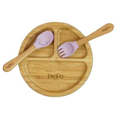 Imagem de Kit Prato de Bambu + Talheres - PIPPO, Violeta