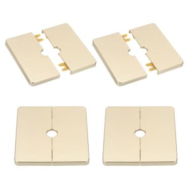 Imagem de PATIKIL Flange de parede 86 mm / 3,4" OD, 4 peças capa de placa de escudo quadrado PPR placas de cobertura de encanamento com fita autoadesiva para torneira de tubo de água de 12 mm / 0,5" de diâmetro