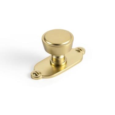 Imagem de Goo-Ki Puxadores de gaveta de armário de bronze champanhe com placa traseira ou espaçador, ferragens de cozinha de liga de zinco - pacote com 6 alças de puxar com orifício único/barra de parafuso