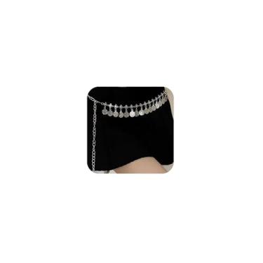 Imagem de Longita Cinto de corrente de prata para mulheres, moda plus size, correntes prateadas, correntes de metal para moedas, cintos de cintura em camadas, cintos de barriga modernos para mulheres