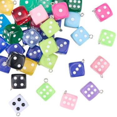 Imagem de SUNNYCLUE Pingentes de acrílico transparentes pendurados em forma de cubo colorido sortido com 40 peças, 2 cores, pingentes de acrílico transparente para fazer joias, colares, pulseiras, artesanato