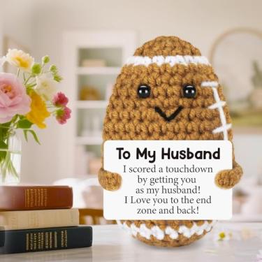Imagem de Mini presente de futebol de crochê feito à mão para o marido – eu te amo presente para ele, namorado, presente de aniversário para homens, casais, sinal de decoração de escritório engraçado positivo