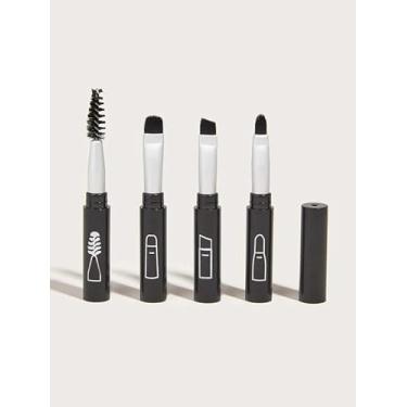 Imagem de Conjunto de pincéis de maquiagem 4 em 1 profissionais portáteis 4 em 1 para sombra, pente de cílios, pincel de sobrancelha, pincel de lábios, mini pincéis de maquiagem para viagem